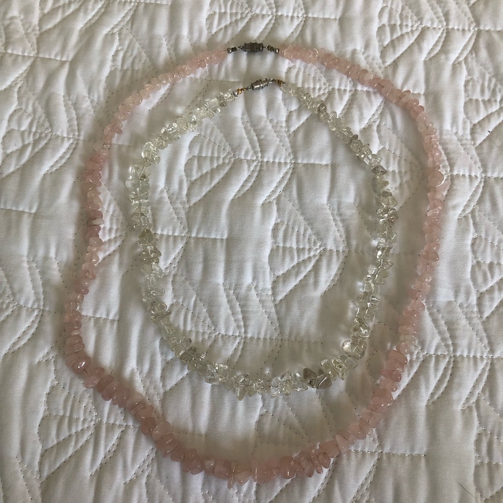 Pink and Clear Stone Necklaces